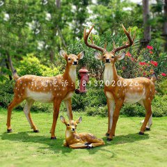 仿真梅花鹿雕塑，玻璃鋼動物雕塑
