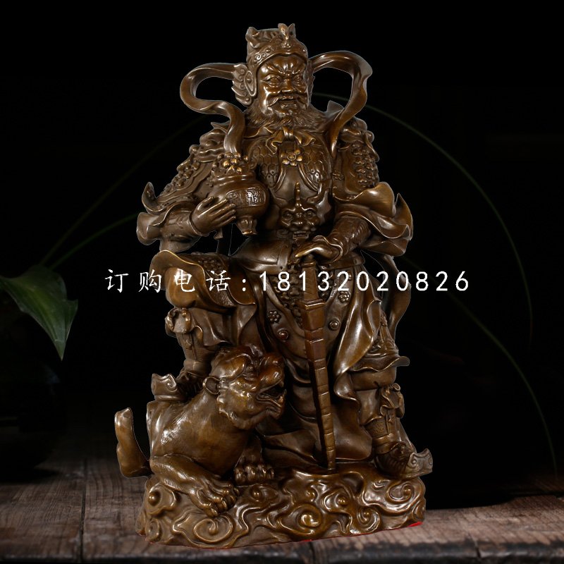趙公明銅雕，武財(cái)神銅雕
