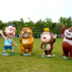 熊熊樂(lè)園雕塑，玻璃鋼卡通動(dòng)物雕塑