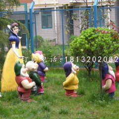 白雪公主七個(gè)小矮人雕塑，玻璃鋼卡通人物