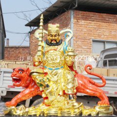 騎虎財神雕塑，玻璃鋼趙公明雕塑