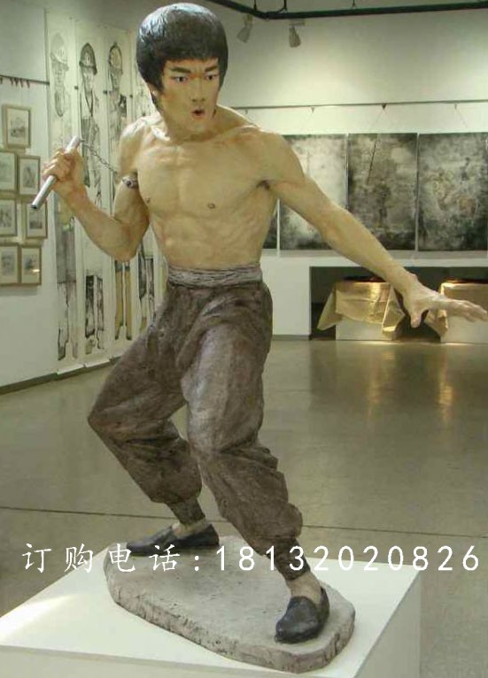 李小龍雕塑，玻璃鋼電影明星雕塑