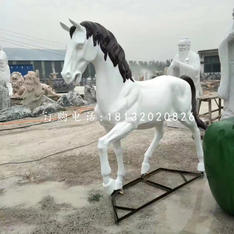 玻璃鋼白馬雕塑，動(dòng)物雕塑