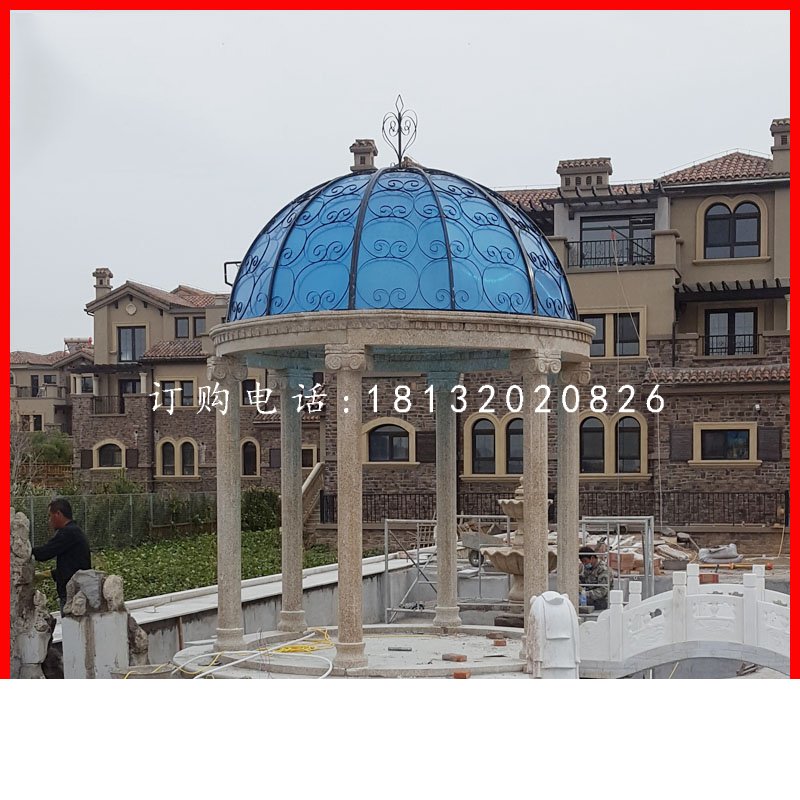 圓頂涼亭石雕，公園石雕亭子.jpg