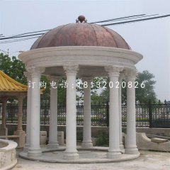 別墅區(qū)涼亭石雕，歐式圓頂石涼亭