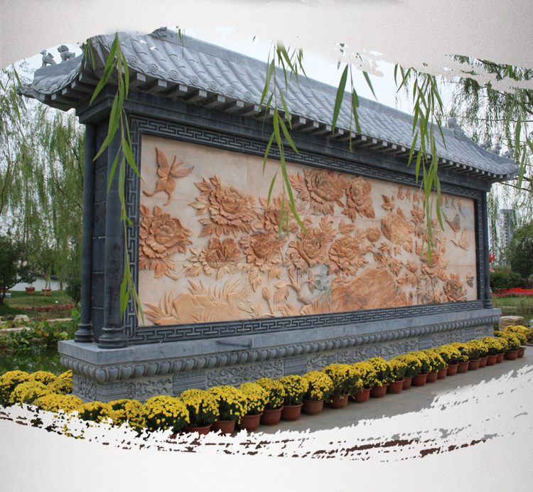 國(guó)色天香壁畫(huà)浮雕，園林景觀石雕 (2)