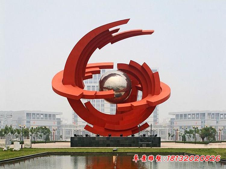 廣場大型創(chuàng)意球雕塑，不銹鋼景觀雕塑