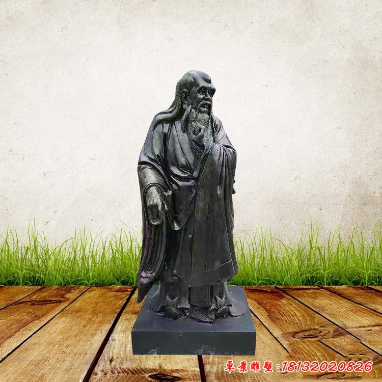 玻璃鋼仿銅老子雕塑，校園景觀擺件