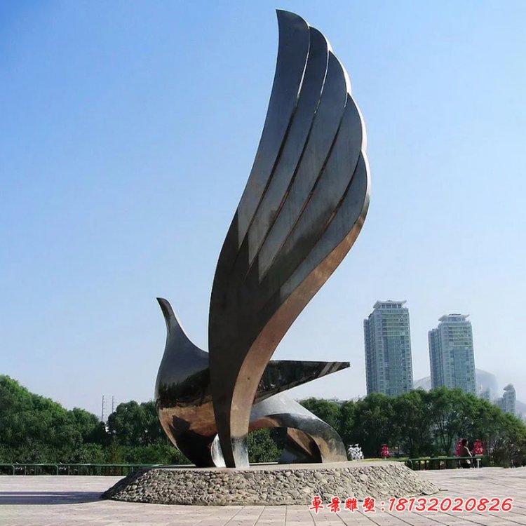 不銹鋼抽象翅膀雕塑，廣場不銹鋼抽象雕塑 (3)