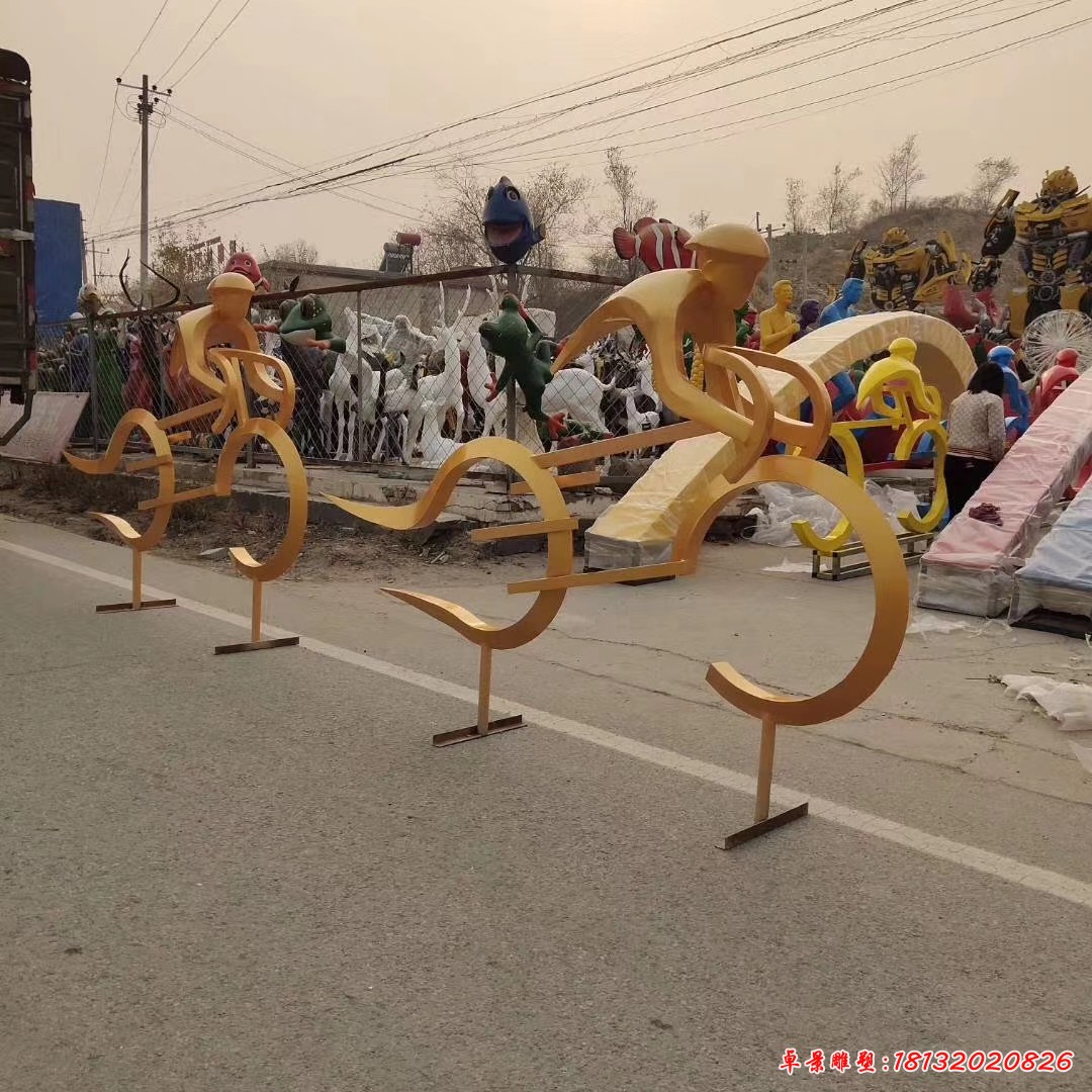 不銹鋼騎車(chē)人物雕塑