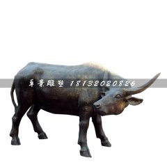 玻璃鋼仿銅牛，玻璃鋼金牛雕塑