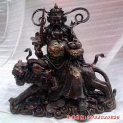銅財神雕塑，財神騎虎銅雕