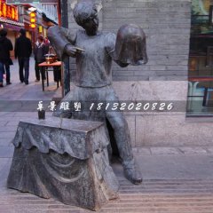 變魔術(shù)人物銅雕，步行街小品雕塑