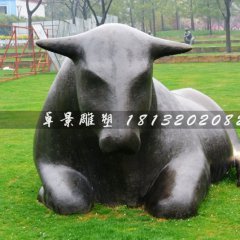 抽象牛銅雕，公園動(dòng)物銅雕