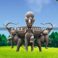 大象噴泉銅雕，公園動(dòng)物噴泉銅雕