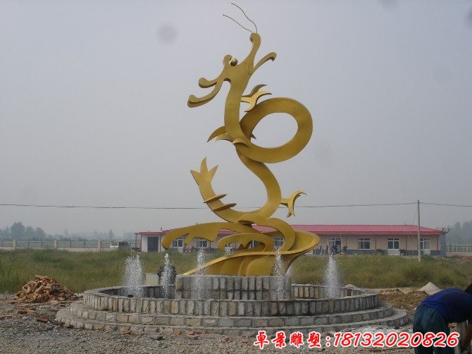不銹鋼金龍雕塑，不銹鋼神獸雕塑