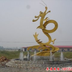 不銹鋼金龍雕塑，不銹鋼神獸雕塑