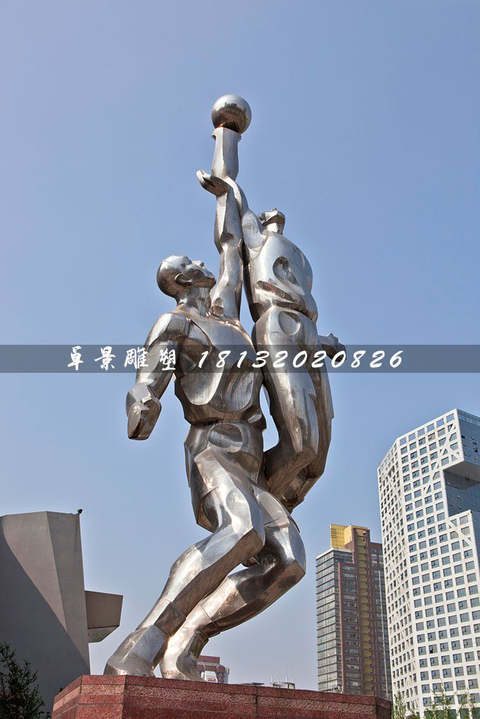 打籃球雕塑，不銹鋼運(yùn)動(dòng)雕塑