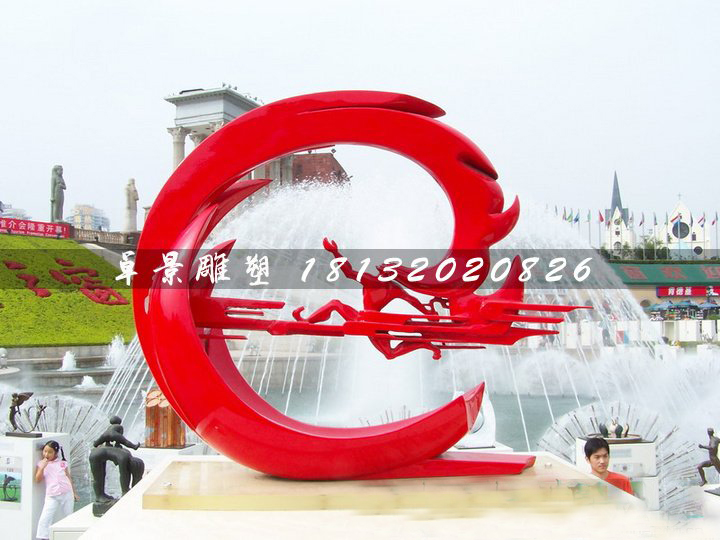夸父追日雕塑，廣場不銹鋼雕塑