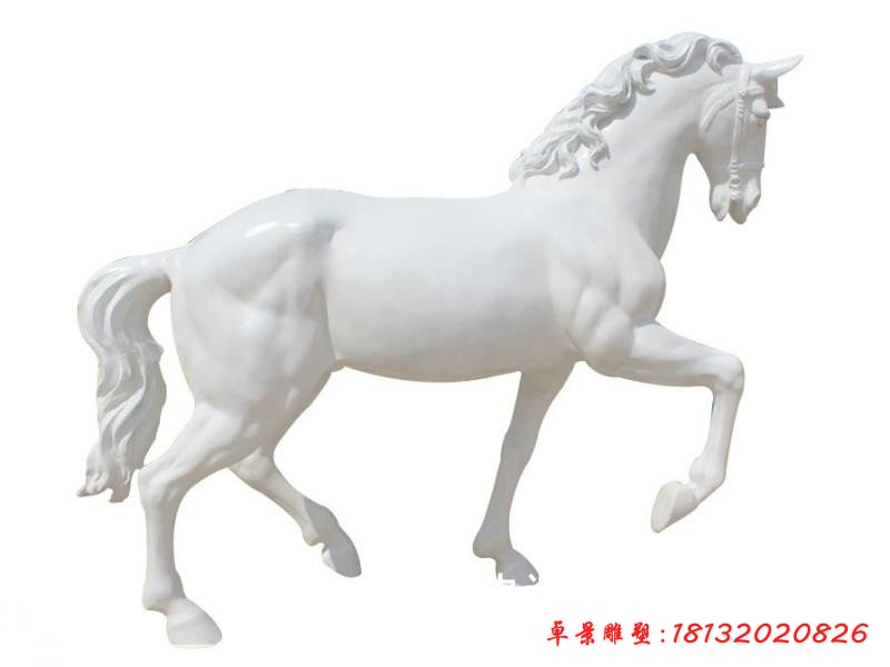 玻璃鋼白馬雕塑，玻璃鋼動物雕塑