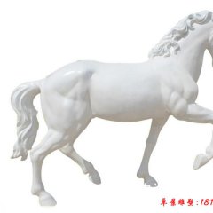 玻璃鋼白馬雕塑，玻璃鋼動(dòng)物雕塑