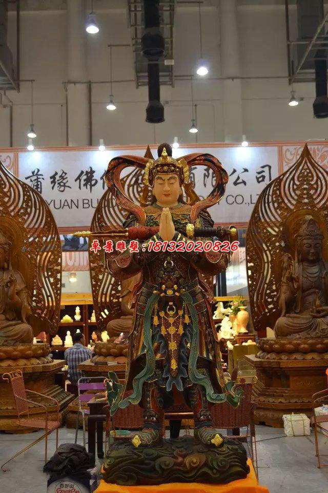 玻璃鋼韋陀菩薩雕塑，玻璃鋼神仙雕塑