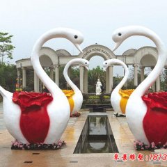 玻璃鋼天鵝雕塑，愛(ài)心鵝雕塑
