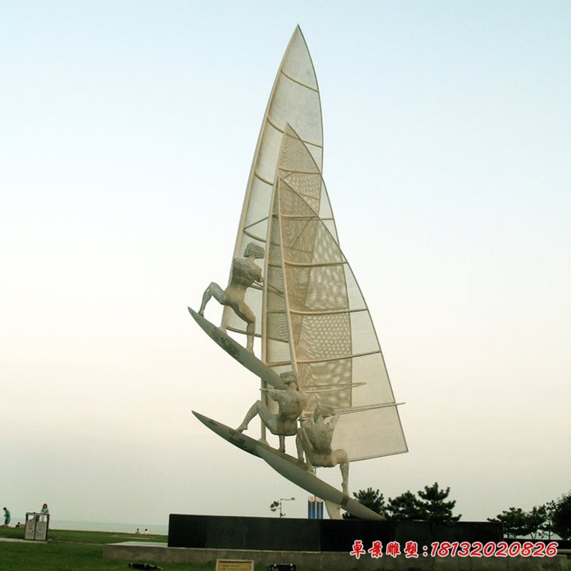 帆船比賽雕塑，不銹鋼運(yùn)動(dòng)雕塑