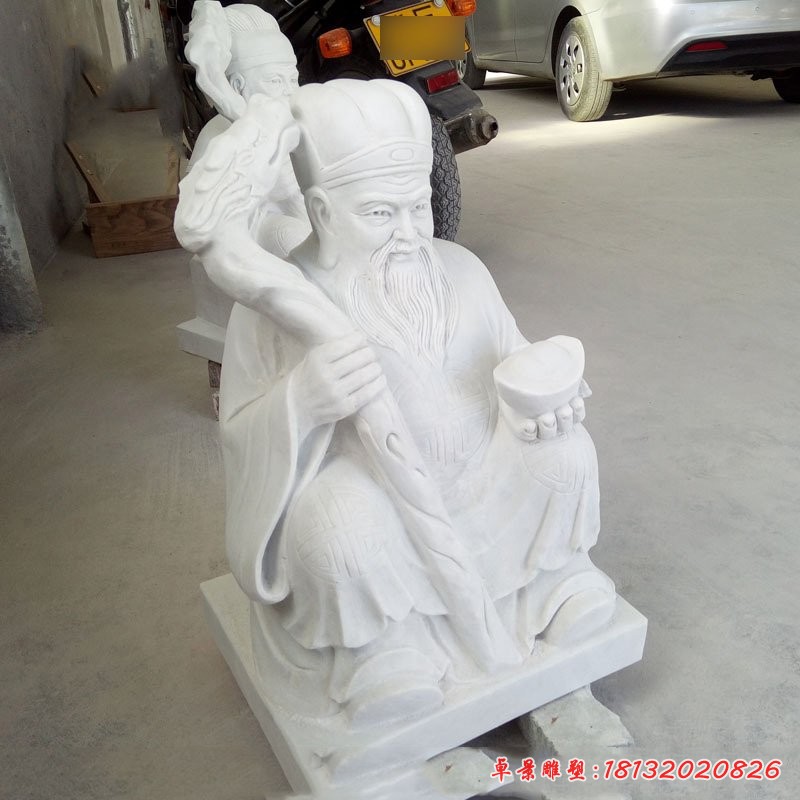土地爺石雕，漢白玉神仙