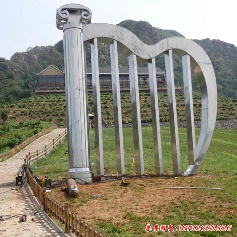 不銹鋼豎琴雕塑，廣場不銹鋼樹琴雕塑 (3)