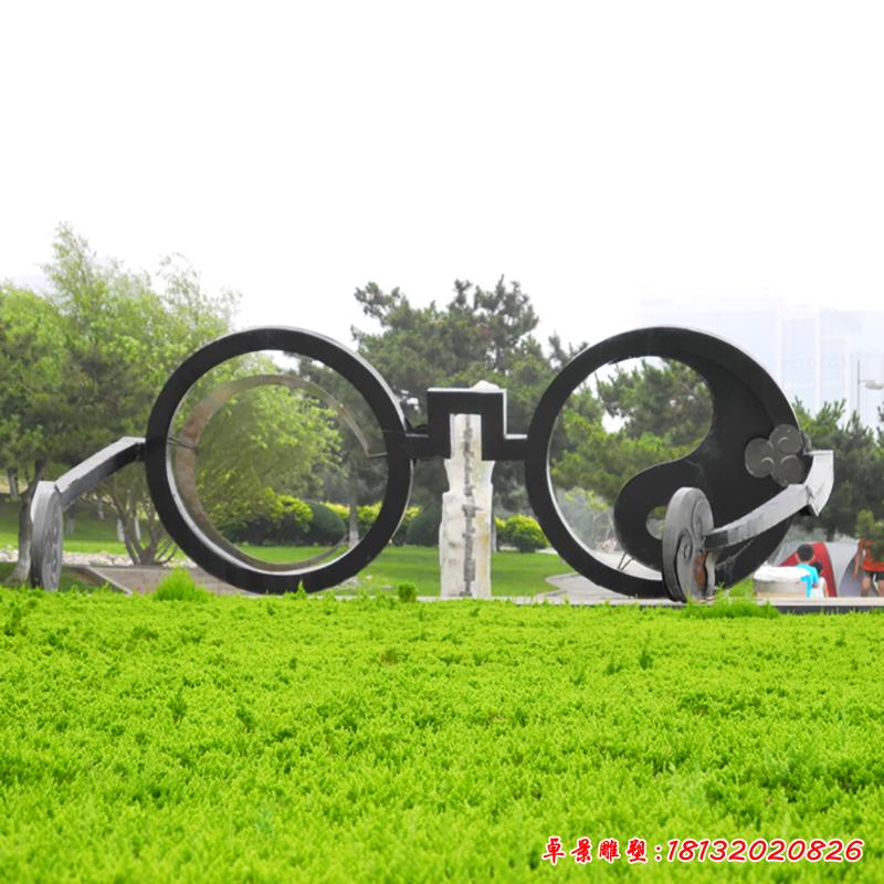 不銹鋼眼鏡雕塑，公園景觀雕塑