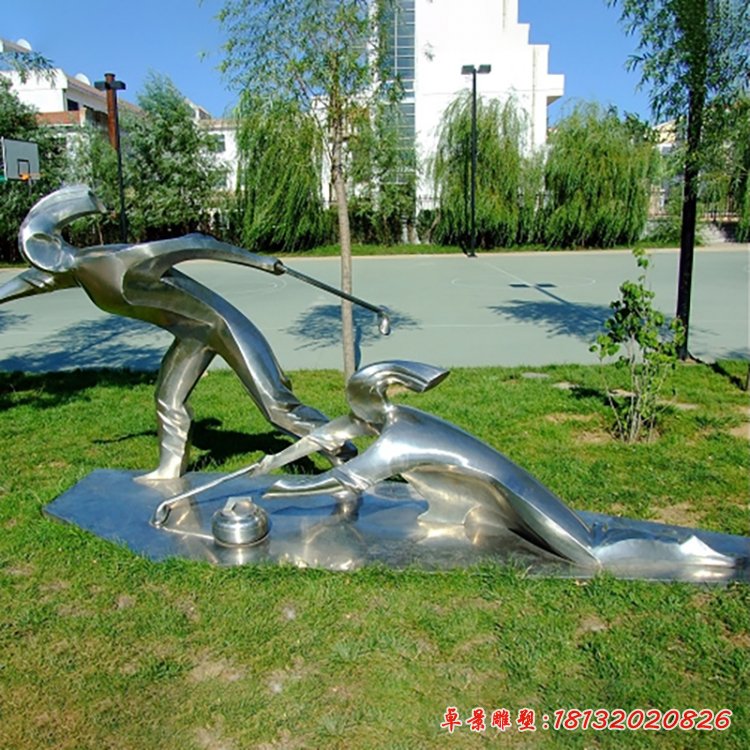 冰壺比賽雕塑，不銹鋼抽象人物雕塑[1]