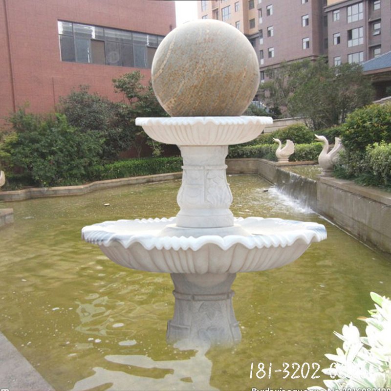 大理石雙層風(fēng)水球 石雕公園景觀擺件